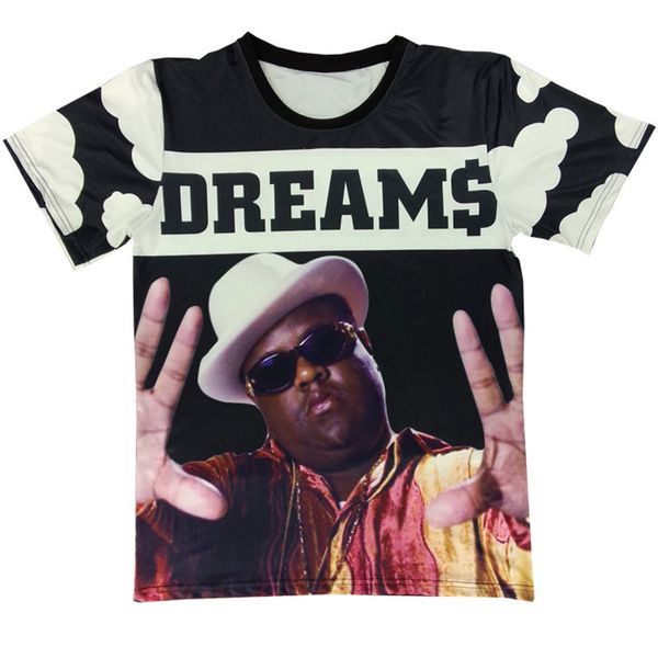 

мода рэппер печально известный b. i. g. biggie smalls тупак 2pac женщины / мужчины новый летний унисекс смешные 3d печати crewneck повседнев, White;black