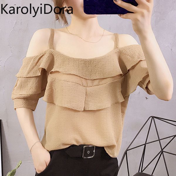 

2020 new women blouse korean fashion sleeveless women turtleneck chiffon blouse shirt top, White
