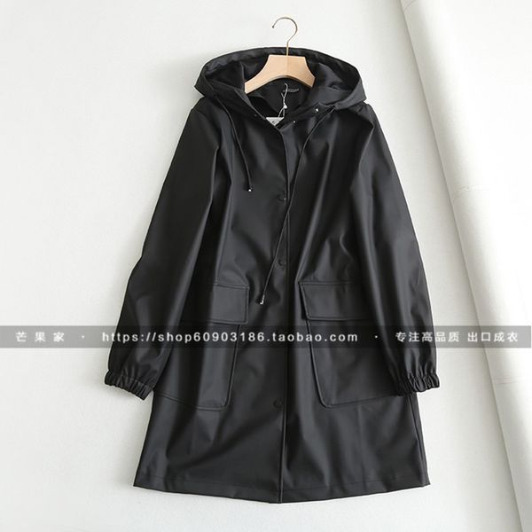 

2019 spring autumn women's new loose medium length hooded windbreaker windproof waterproof raincoat windbreaker coat female z24, Tan;black