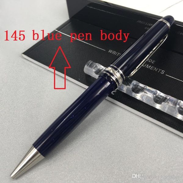 

meisterstek 145 black or blue resin ballpoint pen writing refill pens with series number school office stationery luxury pen for gift, Blue;orange