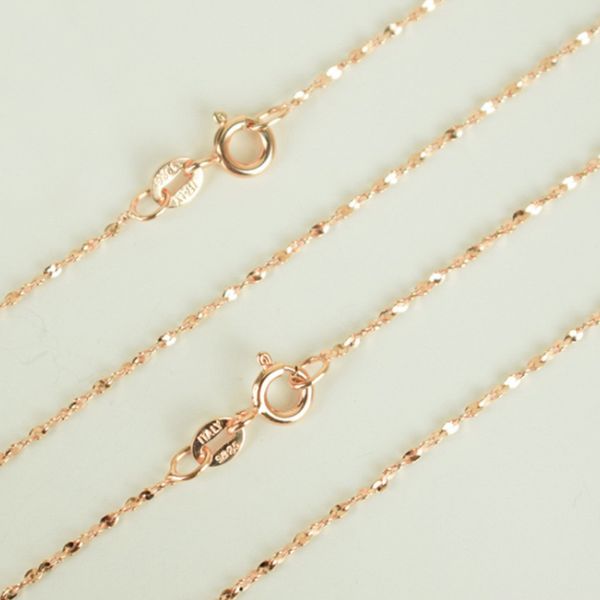

real 925 sterling silver & rose gold color 1mm slim sky star link chain choker necklaces 40/45cm jewelry collares kolye collier, Golden;silver