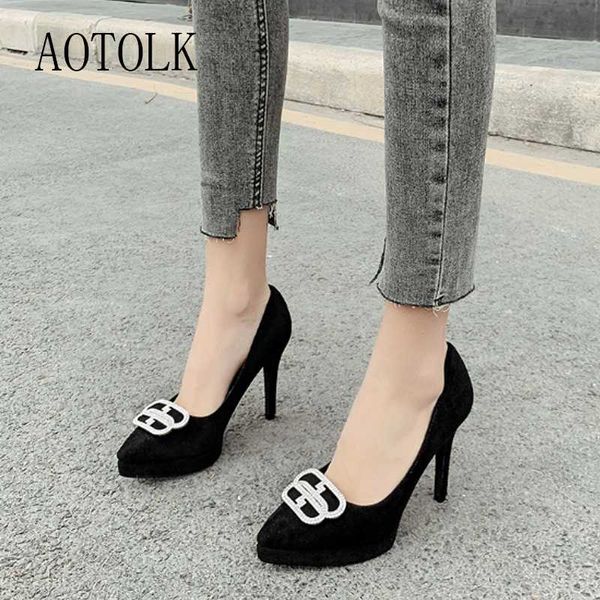 

насосы женщины высокие каблуки повседневный sheos lady flock мода тонкие каблуки свадебная обувь весна-лето насосы новые прибытий 2020 de, Black