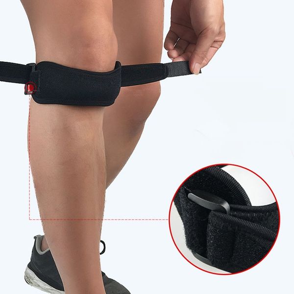 

silicone knee support pad sports brace strap breathable patella brace strap belt outdoor kneepad protection for men & women, Black;gray