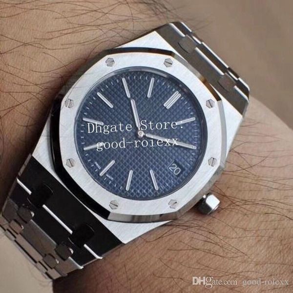 

39mm men 039 watche men automatic cal 2121 watch men blue dial 904l teel bracelet royal 15202 date 24 jewel oak miyota jf wri twatche