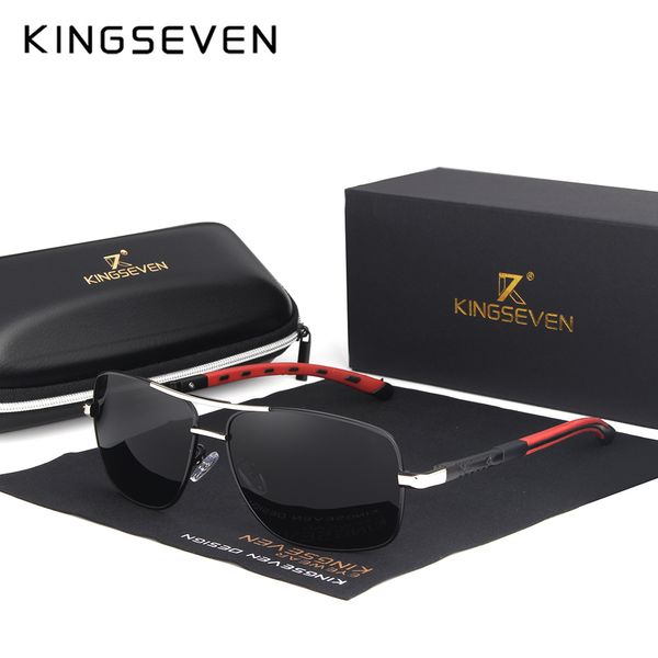 

kingseven 2019 brand men aluminum sunglasses hd polarized uv400 mirror male sun glasses women for men oculos de sol n724 y200415, White;black