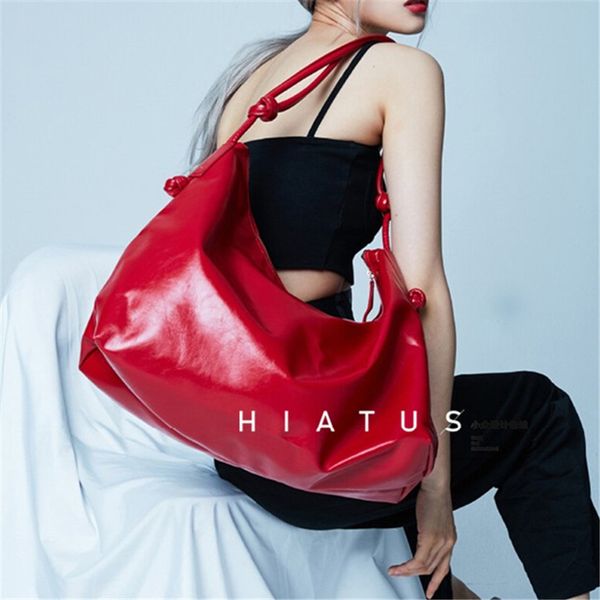 

design handbag women style versatile oil wax leather tote bag with knot and shoulder strap sweet lady shoulder bags fashion 7