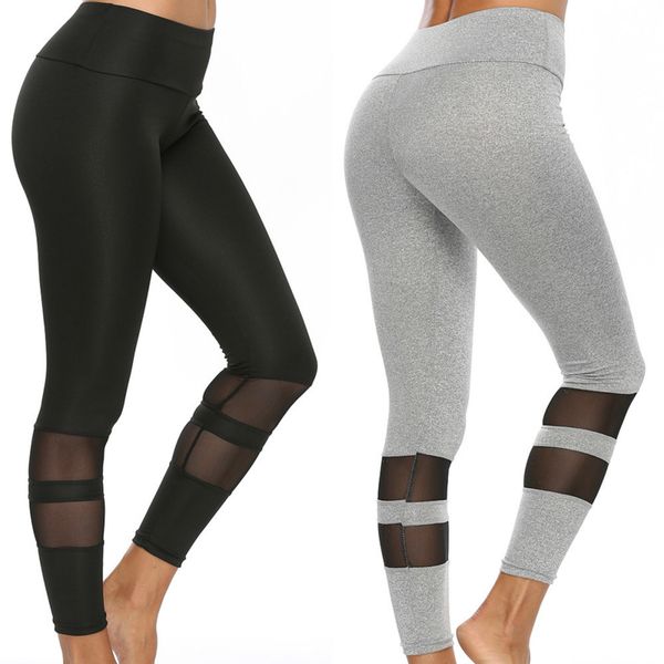 

women high waist workout pants fitness gym sports leggings running solid mesh legging seamless compression training pants black