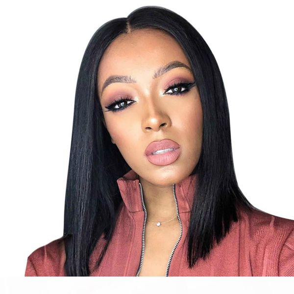 

brazilian short bob lace wig 360 frontal for black women virgin short lace front 360 human hair wigs with pre plucked hairline, Black;brown
