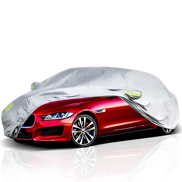 

car cover outdoor sedan cover waterproof windproof all weather scratch resistant outdoor uv protection with buckle straps for se