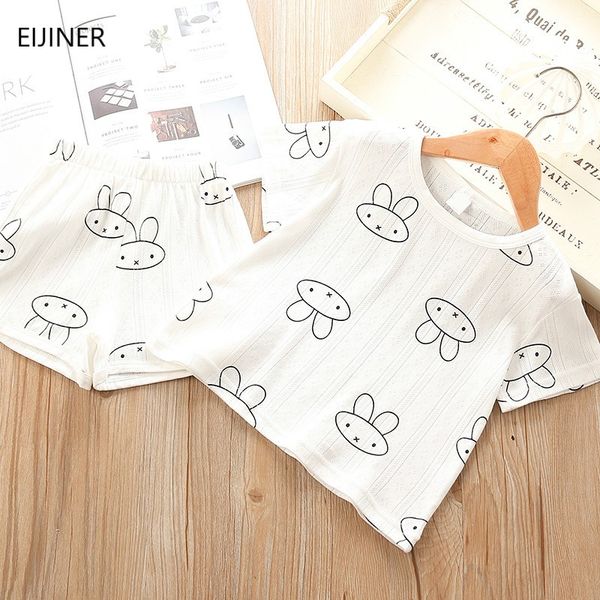 

girls clothes sets newsummer cartoon children clothing short sleeve t-shirt+short pasnt 2pcs kids suit fashion 3-7t boys clothes, White