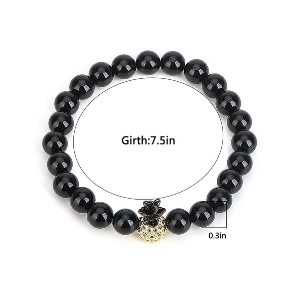 

zircon 2018 pineapple bracelet 8mm men's and women's bracelet, Black