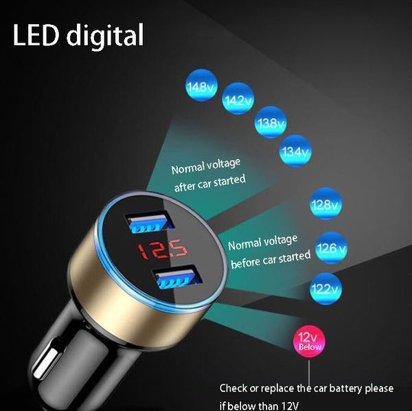 Dual USB 5V/3,1A Auto Ladegerät Zigarette LED Licht Adapter für iPhone Samsung Huawei Pad Kamera Schnell aufladen Universal