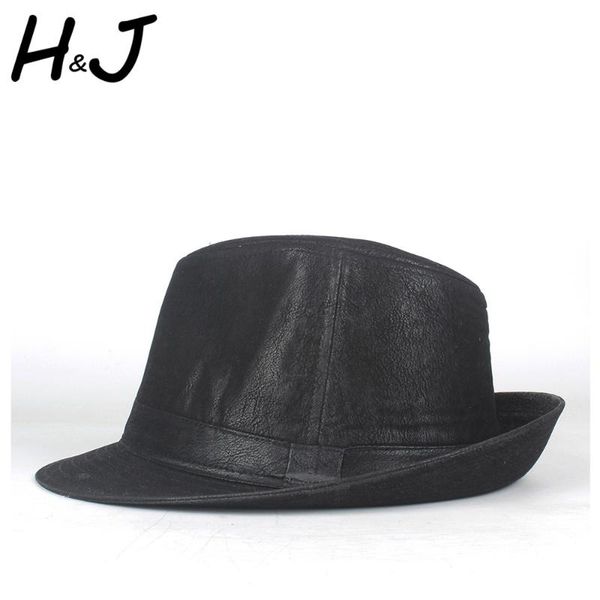 

100% leather men fedora hat for dad black jazz hat authentic gentleman billycock homburg godfather, Blue;gray