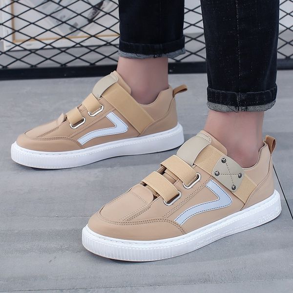 

double strap man slip-on sneaker flat heel sport casual shoes stylish sneakers z119, Black