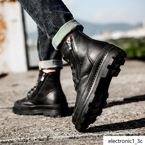 

men s genuine leather martin boots winter warm motorcycle riding shoes autumn male waterproof work desert boots casual footwears