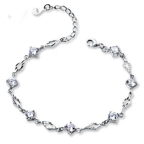 

925 sterling silver charms bracelets for women crystal zircon bracelet valentine's day present high-quality popular bracelet, Black