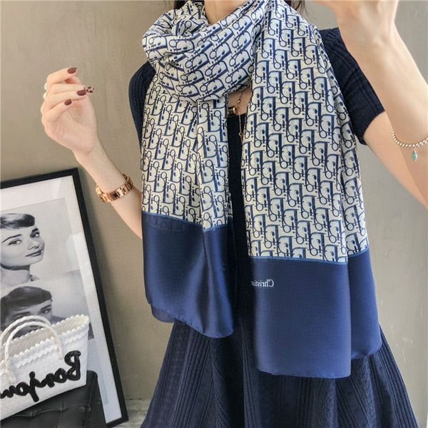 

fashion brand scarf silk women's wear scarf r flowers spent the summer style long scarf label shawl, Blue;gray