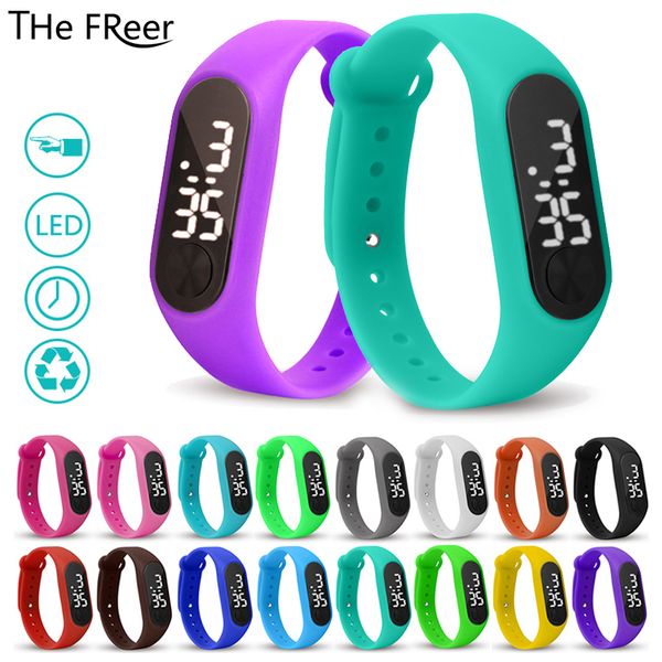 

new children's watches kids led digital sport watch for boys girls men women electronic for childrens gift clock wrist watch, Slivery;brown