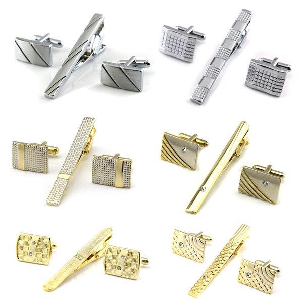 

gold tie clip and cufflinks set for men classic meters tie clips cufflinks sets copper tie bar gold necktie collar pin jewelry, Silver