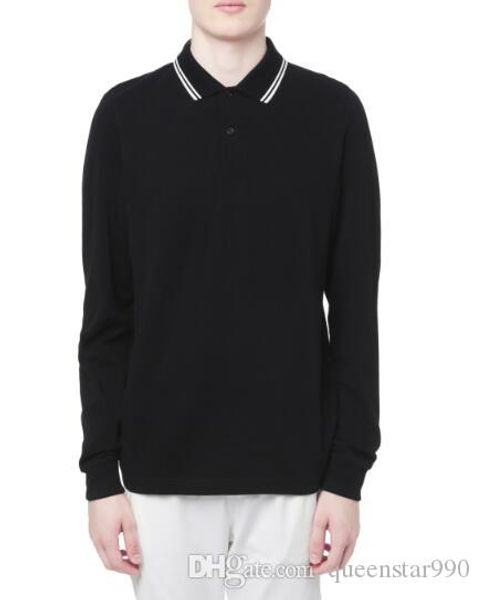 

england fred polo shirt men long sleeve twin tipped londoon brit casual polos cotton fashion solid polo shirts slim perry tee black, White;black