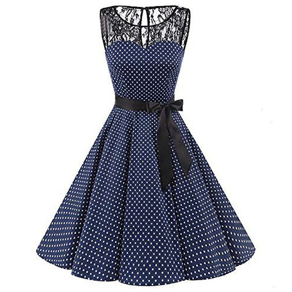 

plus size dresses women clothes size plus midi dress 2019 gothic polka dot print sleeveless lace vintage party dress designer clothes, Black;gray