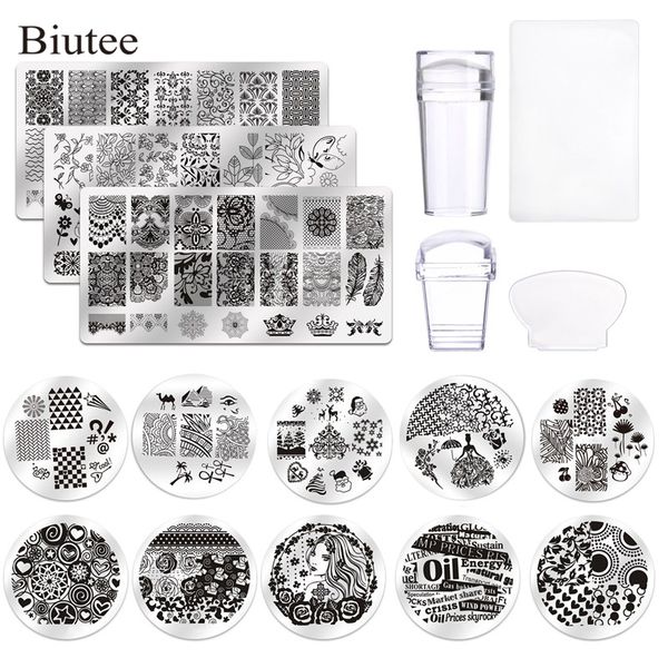 

13pcs/set nail stamping plates set stamper scraper nail art plastic diy art template set manicure tools +2 stamping