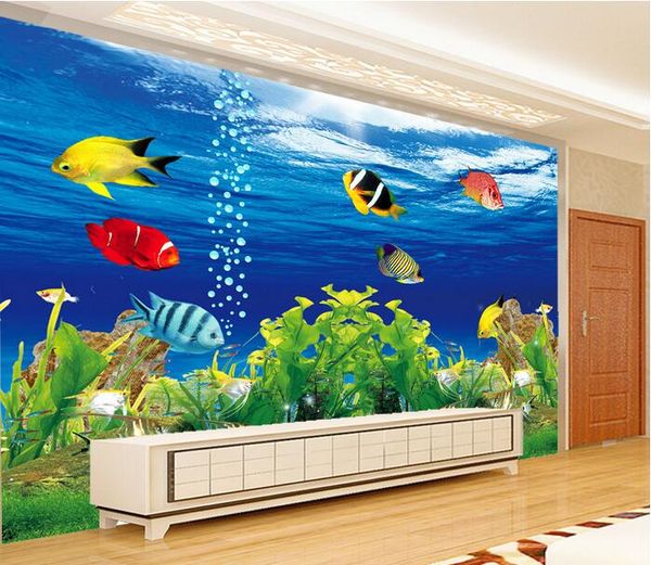 

3d wallpaper custom photo Ocean Underwater World Aquarium TV background wall living room Home decor 3d wall muals wall paper for walls 3 d