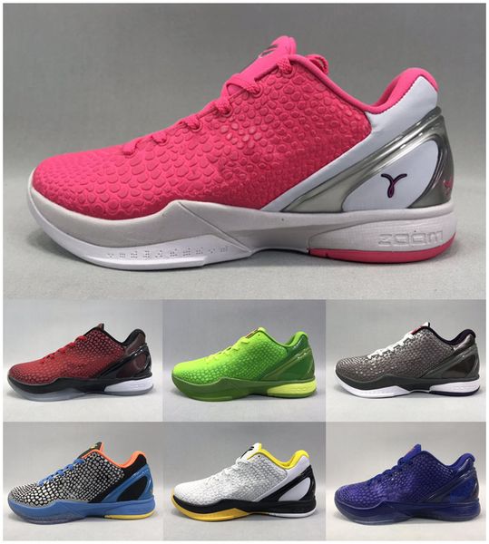 

2020 new black mamba vi 6 grinch men sports shoes mamba 6 pink green black kids basketball shoes