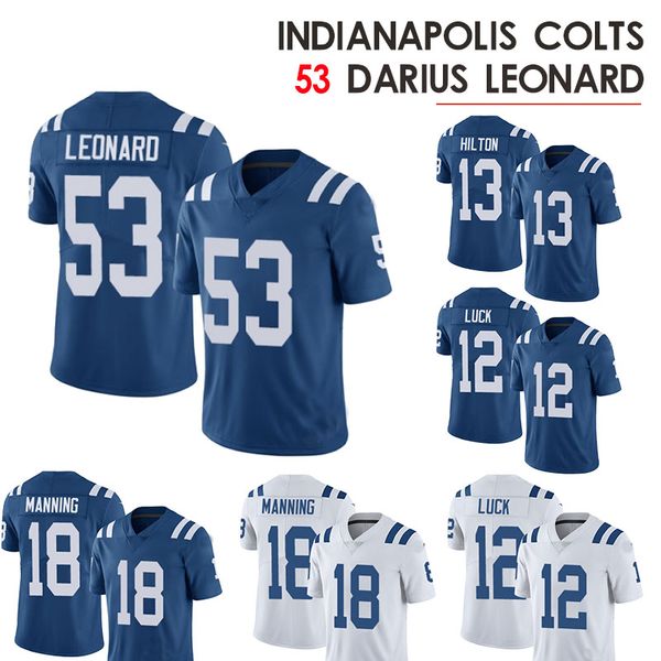 

Colts 53 Darius Leonard jersey 13 Ty Hilton 12 Andrew Luck 18 Peyton Manning Indianapolis Football Jerseys 2019 new