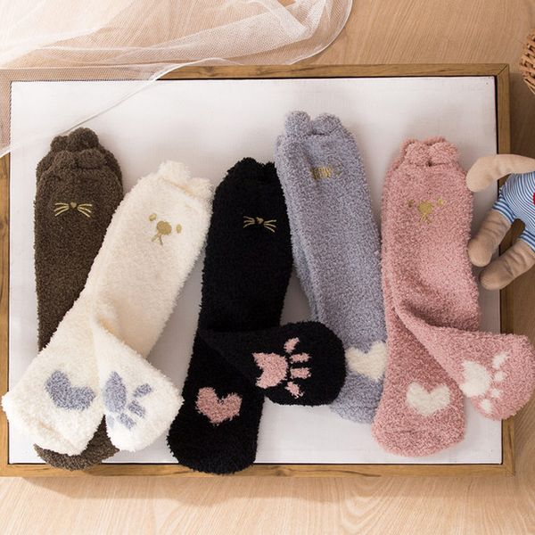 

winter cat cute thick warm sleep floor socks for women girls home indoor ser88