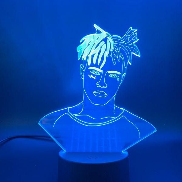 

3d lamp celebrity singer xxxtentacion figure nightlight for fans gift home decor light jahseh dwayne onfroy led night light