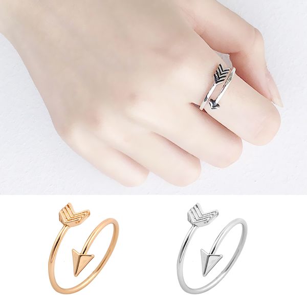 

2019 new fashion 1pc simple arrow rings anti-allergy for men women rings jewelry anniversary gift, Slivery;golden