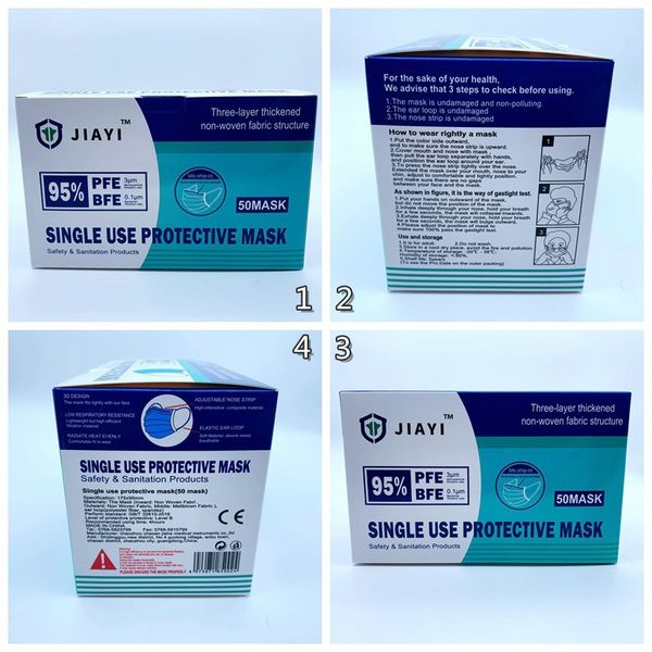 

ce certification three layers thickened non-woven fabric structure 95% pfe bfe single use protective mask 50pcs/box dhl ing