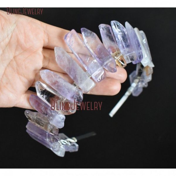 

amethysts crown purple mermaid crown festival bohemian eclectic bride wedding bridal gemstones headpiece hj33536, Golden;white