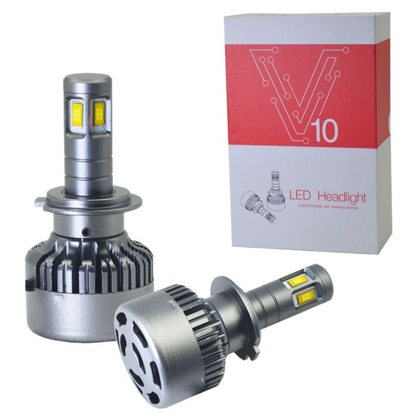 

new v10 h7 car led headlights 9600lm 120w 12v fog lights general headlights car led lights silent fans bulbs