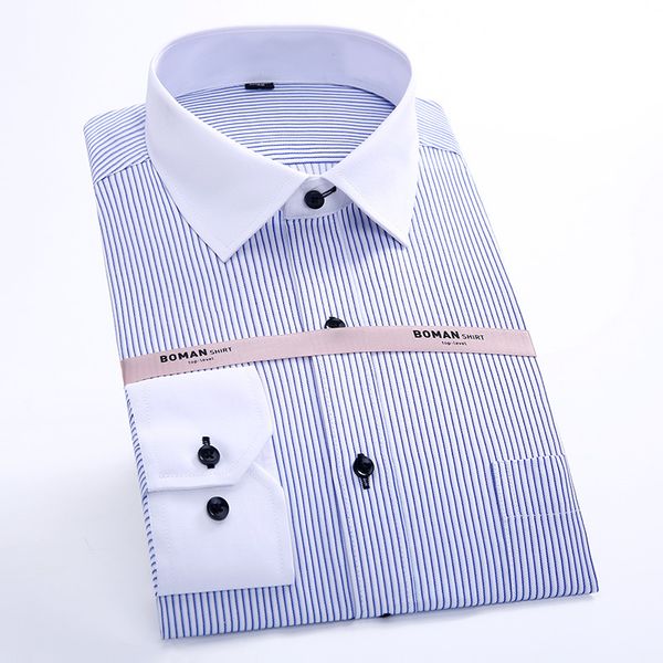 

2017 new arrival 100% cotton brand mens clothes mens dress shirts men striped shirt fashion formal male shirts, White;black