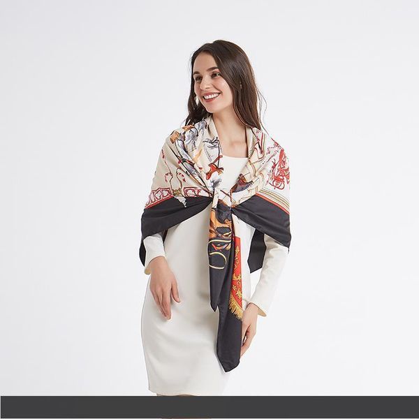 

2019 новый шарф женский ипподром 130 см большой чип наклон шелк алый праздник солнцезащитный крем шаль рождественский подарок оптом, Blue;gray