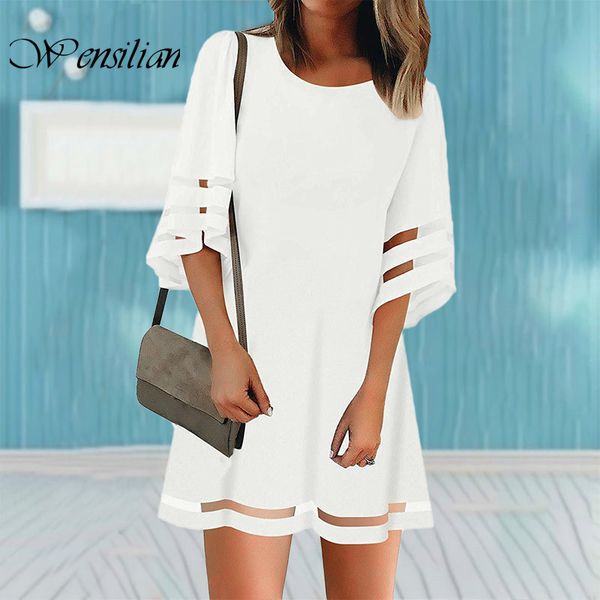 

beach sundress women dress flare sleeve summer dresses elegant mini dress solid vintage loose dresses vestidos de verano, Black;gray