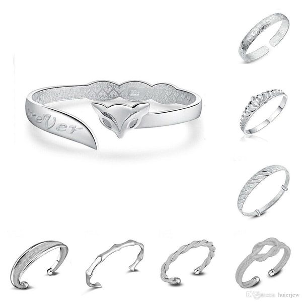 

925 sterling silver bangles for women men open hand jewelry bohemian fashion bracelet chinese style adjustable cuff bracelets bangles, Black