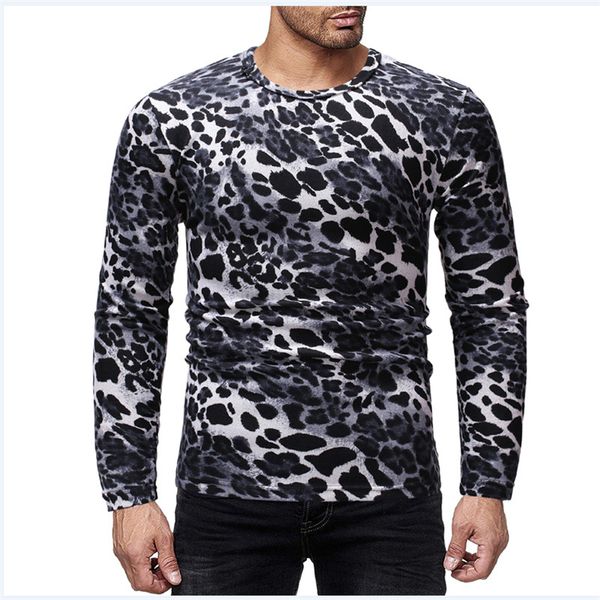 

2018 new style fashion print o neck men's winter warm print round neck pullover long sleeve, White;black