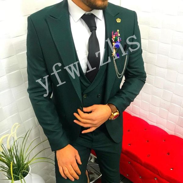 

custom-made peak lapel groomsmen one button groom tuxedos men suits wedding/prom/dinner man blazer(jacket+pants+tie+vest) w137, Black;gray