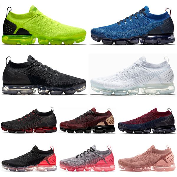 

2019 wholesale fly 2.0 running shoes for men women volt triple black white olympic knit mens trainers cushion athletic sneakers sports