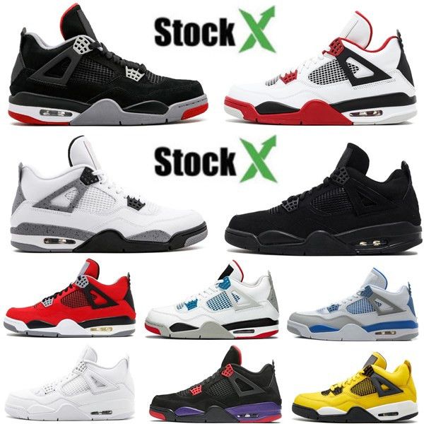 

4s what the bred fire red white cement pure money mens basketball shoes 4 men sports women sneakers trainers with box