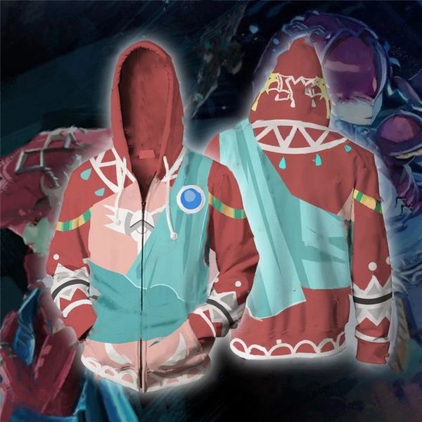 

2020 new 3d print the of zelda hoodies sweatshirts men fashion cosplay zipper hooded jacket clothing sportswear, Black