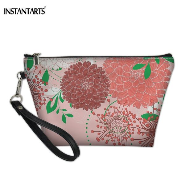 

instantarts asian-inspired chrysanthemum printing women make up bags straps girls cosmetic cases travel storage handbags small