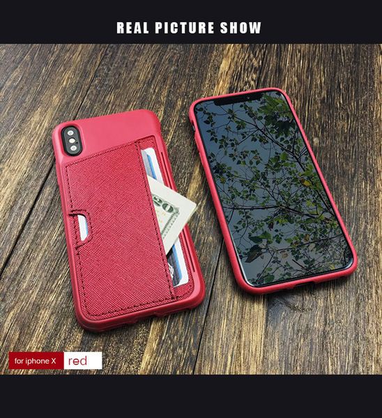 

100pcs for iphone x xs 8 7 6 plus wallet leather case cover fashion full protection tpu and leather case apple case dhl