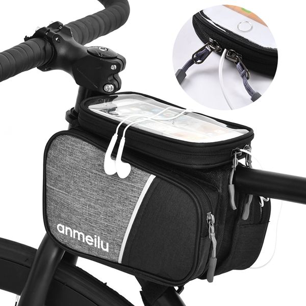 

lixada bike tube bag cycling bicycle front frame bag bike touch-screen 6in phone pouch with waterproof rain cover