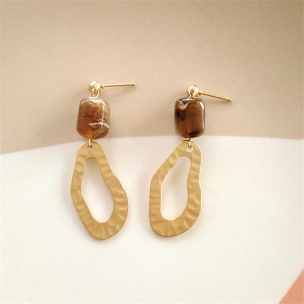 

new fashion earring resin irregular alloy geometric drop dangle earrings for women wedding party gifts jewelry for girls, Silver