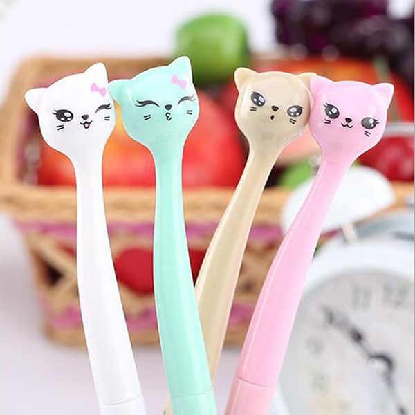 

4pcs cats gel pen cute pen stationary kawaii school supplies gel ink school stationary office suppliers kids gift office