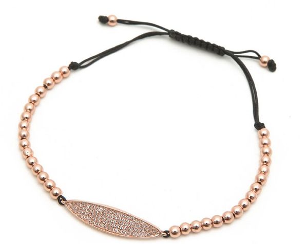 

gold silver micro pave cz cubic zirconia rope adjusted copper beads bracelet xyh423 charm braided bangles jewelry women, Black